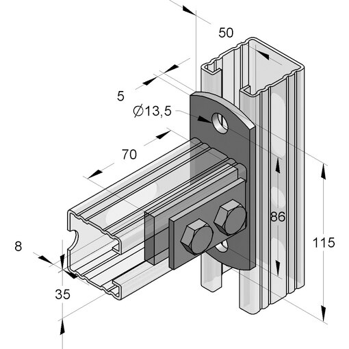 Stirnplatte 45/45 längs-Stirnplatten 45/45 längs